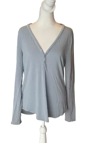Athleta Nighttime Bliss Sleep Henley Long Sleeve Top Women Medium Blue thumbnail 1