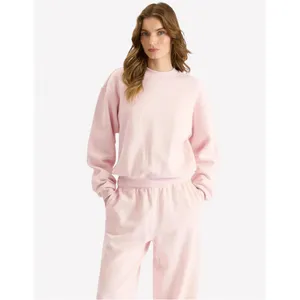 Skims Cotton Fleece Classic Crew Sweatshirt, Barely Pink, S NWT (Dep) thumbnail 2