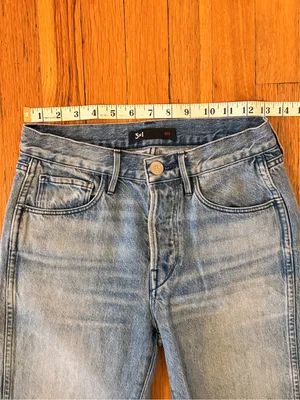 3x1 Shelter Austin Straight Crop Jeans High Rise Frayed Hem Cropped Denim‎ Sz 25 thumbnail 5