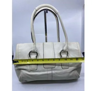 coach medium bag handbag off white leather shoulde thumbnail 4
