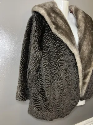 Vintage Borré Styled By Fairmoor Coat Womens S/M Brown Fur Shawl Collar thumbnail 3