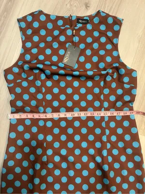 MOOYIUS Sleeveless Brown Midi‎ Dress with Light Blue Polka Dots thumbnail 7