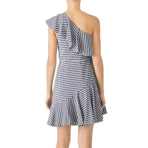 H by Halston Grey Stripe Ruffle Dress Size 6‎ thumbnail 7