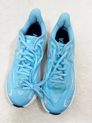 Hoka Women's Clifton 10 Women's Athletic Shoes in Light Blue with White Midsole thumbnail 4