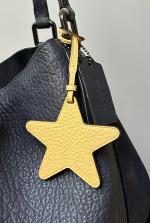 Coach Leather Star Pull Through Bag Charm, Yellow thumbnail 1