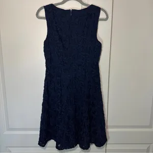 Orsay Navy Blue Floral Embroidered Lined A‎ Line Dress Size: EU 40 or US 8 thumbnail 5