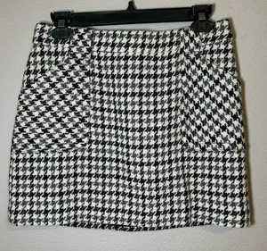 J. Crew Black & White Wool Houndstooth Tweed Mini Skirt Women’s Size XS 2 thumbnail 1
