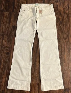 NWT Hollister Off White Beige Betty Cotton Lowrise Pants Size 3 thumbnail 1