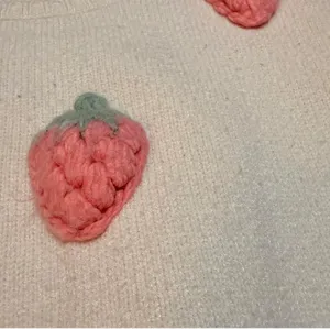 Luna Ivy Cropped Sweater with 3D strawberries thumbnail 2