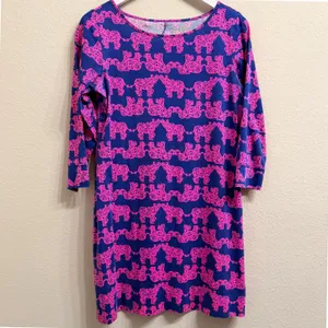 Lilly Pulitzer Marlowe "Pack Your Trunk" Mini Dress Medium Elephant Pima Cotton thumbnail 3