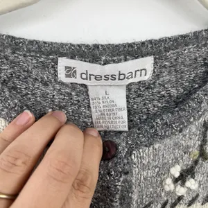 Dress Barn Women's Cardigan Sweater Patchwork Floral Silk Cottagecore L Grey thumbnail 9