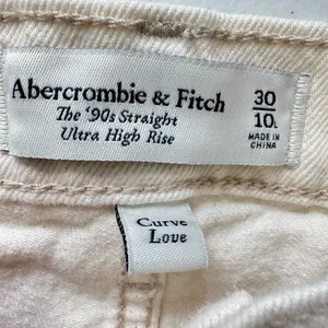 Abercrombie & Fitch The 90’s Straight Ultra High Rise Curve Love 10‎ Long Cream thumbnail 9
