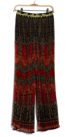 Alice + Olivia Copen Wide Leg Pleated Pants 8 Paisley Baroque Palazzo Culottes thumbnail 1