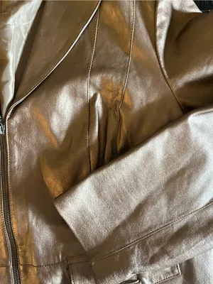 Bernardo Metallic Gold 100% Leather Zip-Front Jacket Size 2X thumbnail 3