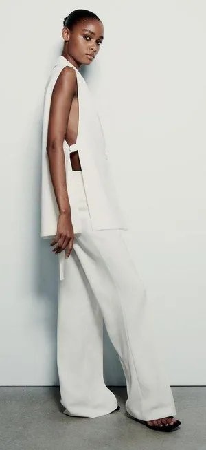 Zara blazer vest coat cream waistcoat with vents thumbnail 11