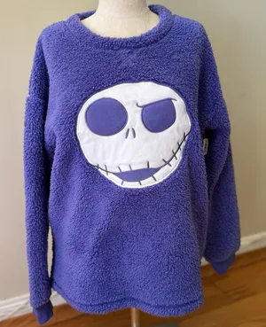 Disney Nightmare Before Christmas Fleece Long Sleeve Plush Pajama Top Purple M thumbnail 1