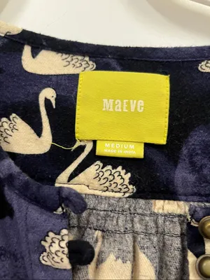 Anthropologie brand Maeve 100% cotton flannel Swan print blouse size M thumbnail 2