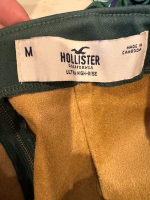 Hollister Dark Green Vegan Leather Mini Skirt High Waisted M thumbnail 6