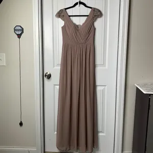 BHLDN Jenny Yoo lace mocha mousse‎ bridesmaid maxi dress size 2 wedding guest thumbnail 3