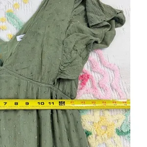 Magnolia Boutique Green Mini Dress Swiss Dot V‎ Neck Flutter Sleeve thumbnail 7