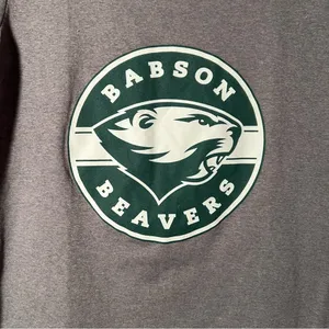 Champion‎ Women's Size Small Babson Beavers T-Shirt Gray Green Graphic thumbnail 4