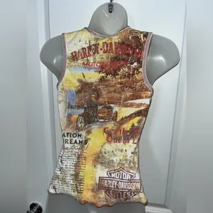Harley Davidson Motorcycles VTG Streetwear Tank Ribbed Biker Babe Y2K Grunge Med thumbnail 2