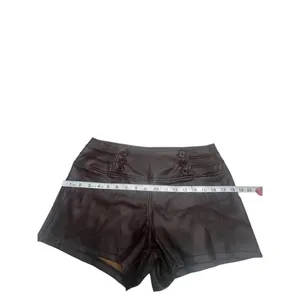Women's Casual Faux Leather Shorts Brown Sz L NWT thumbnail 6
