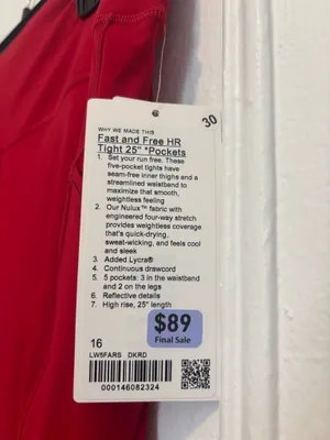 Lululemon Fast And Free Tight 25” Pockets *Updated Dark Red - size 16 thumbnail 5