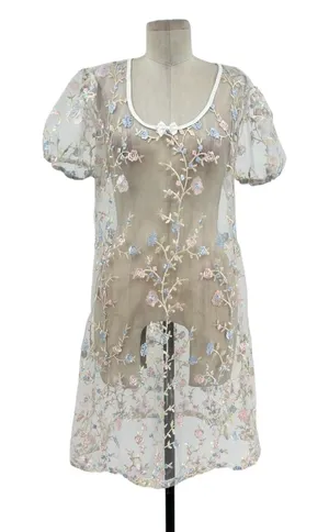 Dolls Kill Sugar Thrillz Forbidden Garden Dress‎ Embroidered Floral Sheer Medium thumbnail 1