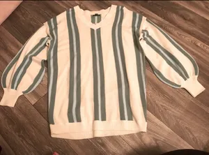 Wild Fable White with Green stripes sweater thumbnail 1