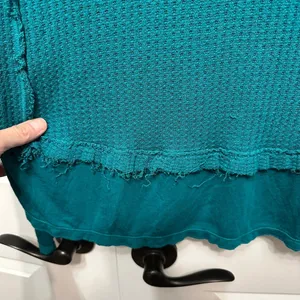 We The Free Teal Waffle Knit Long Sleeve Thumbhole Shirt Top‎ thumbnail 6