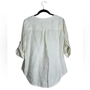 Maeve Anthropologie Linen Too Lace Up Cream Coastal Minimalist Preppy Nautical thumbnail 8