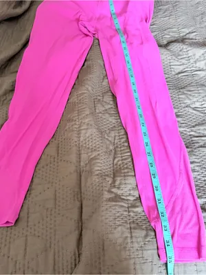 Stori Pink High Waisted Athletic Leggings Ribbed Lower Detail Size 8 thumbnail 8