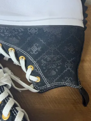 Rare Custom Converse Platform High Top Sneakers Black Brocade Size 7.5 NEW thumbnail 5