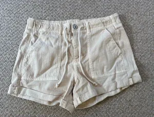 NWT American Eagle Women’s Size 10 Cream High Rise Drawstring Utility Shorts thumbnail 1