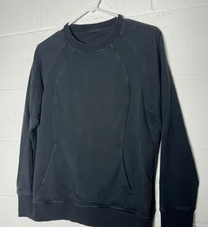 Lululemon Athletica Crewneck Sweatshirt Black Long Sleeve Raglan Pocket Size 8‎ thumbnail 1