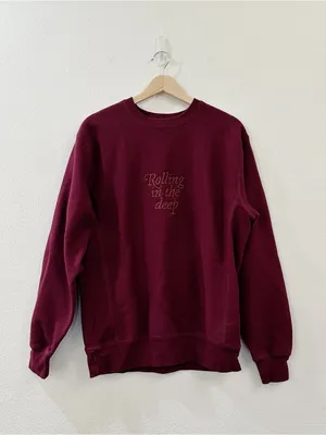 Adele Rolling In The Deep Embroidered‎ Crewneck Sweatshirt Burgundy Size M Merch thumbnail 3