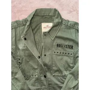 Hollister Women's Utility Distressed Jacket Shirt Army Green Size Large‎ NWT thumbnail 3
