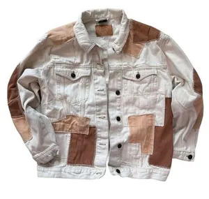 Urban Outfitters BDG Adult/Women’s Patchwork White Denim Jean Jacket L thumbnail 1