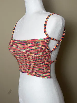 Edikted Rainbow Color Backless Halter Tank Top Size Small thumbnail 1