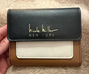 Nicole Miller New York small wallet; black, brown; cream: thumbnail 1