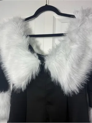 Womens Black Off Shoulder Faux Fur Trim Mini Dress Size XL Fit Flare Long Sleeve thumbnail 10