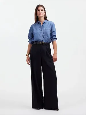 Madewell the hadlow wide leg pant Black Wide-Leg satin silk like pants thumbnail 2