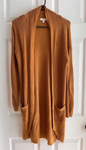 BP Brown Long Open Cardigan XS/S thumbnail 1