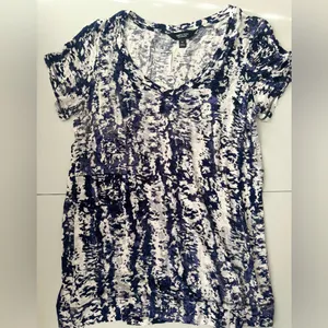 Simply Vera Vera Wang Blue and White Short Sleeve Top thumbnail 7