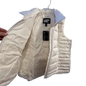 Lands’ End Women's Ivory Down Puffer Vest Size L Petite Lightweight‎ Casu… thumbnail 5