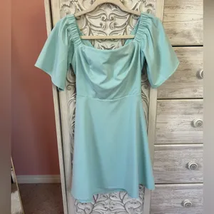ASOS Mint Aqua Open Back Bow Mini Dress Coquette regency Fit Flare Size NWT 6 thumbnail 4