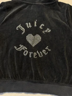 Juicy Couture x Forever 21 Women’s Small Black Velour Rhinestone Zip Glam Hoodie thumbnail 4