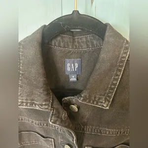 GAP Charcoal Black Denim Romper Puff Sleeves | Women’s Size 8 thumbnail 4