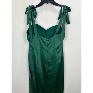 Lulus Graceful Sophistication Emerald Green Satin Tie-Strap Midi Dress XL NWT thumbnail 10